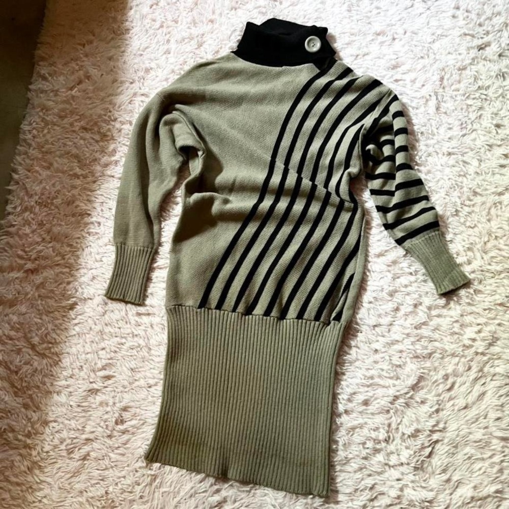 Vintage 90s Colorblock Eclectic‎ Oversized Sweater Dress Womens L Grandmacore